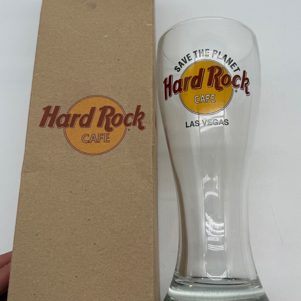 Hard Rock Cafe Las Vegas Save The Planet Pilsner Beer Glass with Original Box
